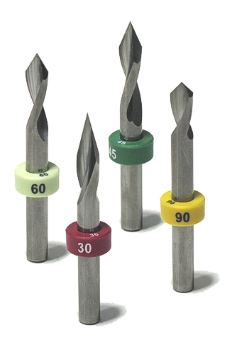 Carbide 2-flute  V tip scoring, engraving and carving tool