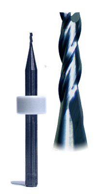 Carbide 3-flute end mills for maching hardwoods, composites and reconstituted minerals