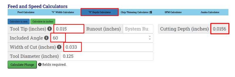 V-Depth Calculator