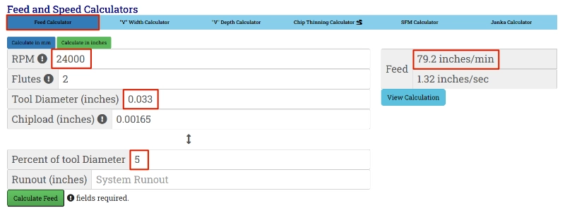 Feedrate Calculator